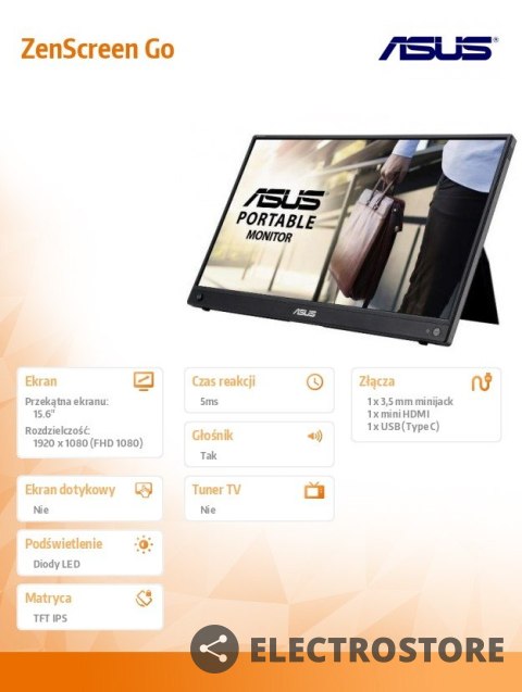 Asus Monitor ZenScreen Go 15.6 cala MB16AWP Asus Monitor ZenScreen Go 15.6 cala MB16AWP