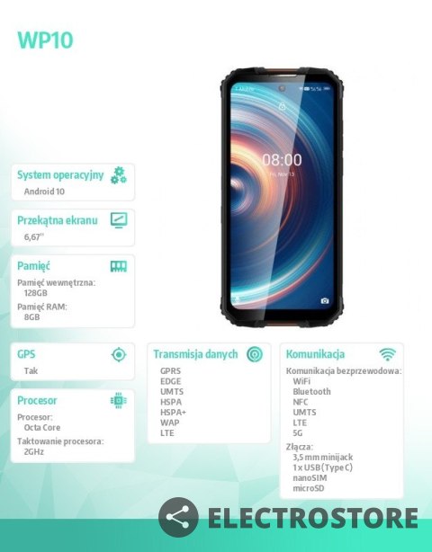 OUKITEL Smartfon WP10 5G 8/128GB NFC DualSIM 8000mAh pomarańczowy OUKITEL Smartfon WP10 5G 8/128GB NFC DualSIM 8000mAh pomarańczowy
