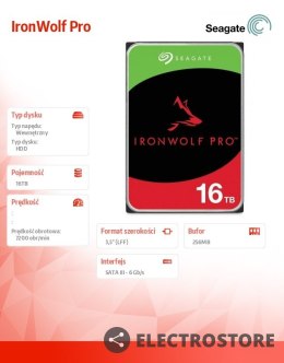 Seagate Dysk IronWolfPro 16TB 3.5'' 256MB ST16000NT001