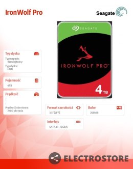 Seagate Dysk IronWolfPro 4TB 3.5'' 256MB ST4000NT001