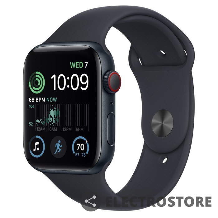 Apple Watch SE GPS + Cellular, 44 mm Koperta z aluminium w kolorze północy z paskiem sportowym w kolorze północy - regular