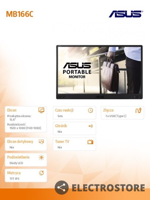 Asus Monitor 16 cali MB166C Asus Monitor 16 cali MB166C