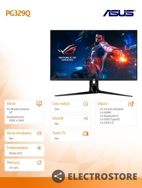 Asus Monitor ROG Swift 32 cale PG329Q WQHD IPS 2xHDMI DP USB 1MS 175Hz G-SYNC sRGB: 160% Asus Monitor ROG Swift 32 cale PG329Q WQHD IPS 2xHDMI DP USB 1MS 175Hz G-SYNC sRGB: 160%
