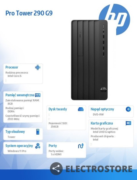 HP Inc. Komputer Pro 290 TWR G9 i5-12500 256GB/8GB/DVD/W11P 6D325EA HP Inc. Komputer Pro 290 TWR G9 i5-12500 256GB/8GB/DVD/W11P 6D325EA