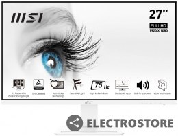 MSI Monitor PRO MP273W 27 cali IPS /FHD/75Hz/HDMI DP/biały