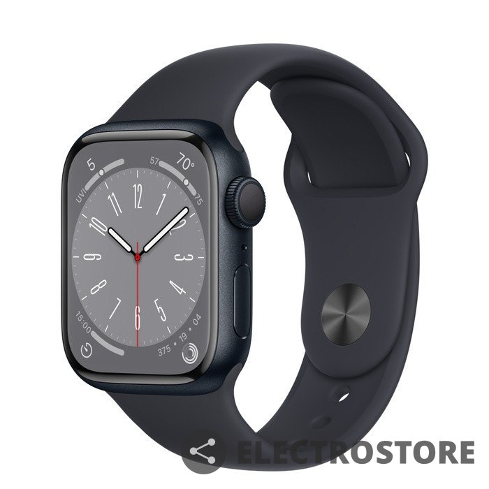 Apple Watch Series 8 GPS, 41 mm Koperta z aluminium w kolorze północy z paskiem sportowym w kolorze północy - regular