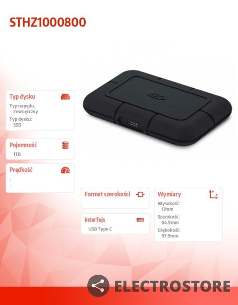 LaCie Dysk zewnętrzny Rugged SSD Pro 1 TB USB-C STHZ1000800 LaCie Dysk zewnętrzny Rugged SSD Pro 1 TB USB-C STHZ1000800
