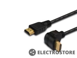 Savio Kabel HDMI (M) v2.0, 1,5m, miedź, czarny, kątowy, złote końcówki, ethernet/3D, CL-108