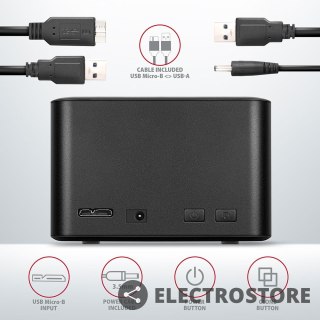 AXAGON ADSA-D25 MINI stacja dokująca USB 3.2 Gen 1 - 2x SATA 6G 2.5" SSD/HDD CLONE