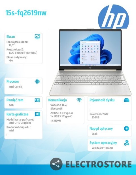 HP Inc. Notebook 15s-fq2619nw W11H/15.6 i3-1115G4/256GB/8GB 6Y7X5EA HP Inc. Notebook 15s-fq2619nw W11H/15.6 i3-1115G4/256GB/8GB 6Y7X5EA