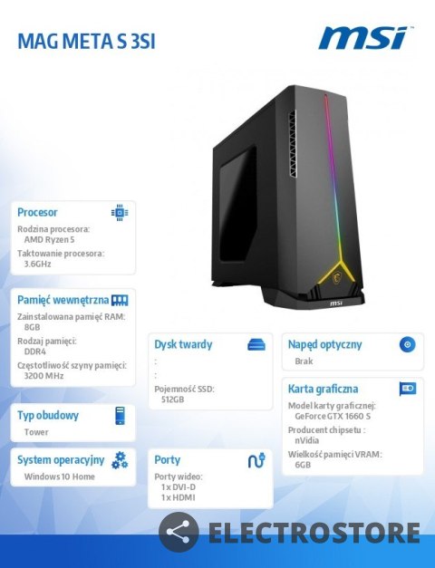 MSI Komputer MAG META S 3SI-018EU WIN10H/R5-3600/8GB/512GB/GTX1660/WiFi/BT MSI Komputer MAG META S 3SI-018EU WIN10H/R5-3600/8GB/512GB/GTX1660/WiFi/BT