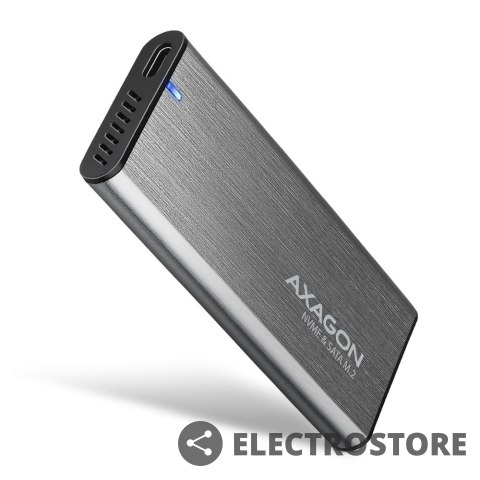 AXAGON EEM2-SG2 Obudowa zewnętrzna aluminiowa bezśrubowa USB-C 3.2 Gen 2 M.2 NVMe & SATA SSD + USB-A - USB-C redukcja