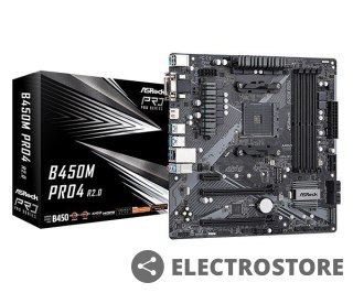 ASRock Płyta główna B450M PRO4 R2.0 AM4 4DDR4 HDMI uATX