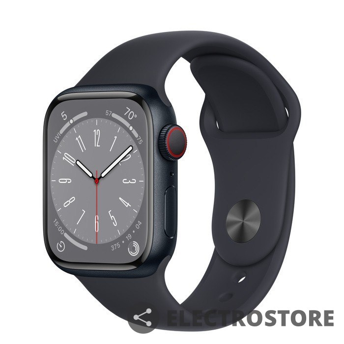Apple Watch Series 8 GPS + Cellular, 41 mm Koperta z aluminium w kolorze północy z paskiem sportowym w kolorze północy - regular