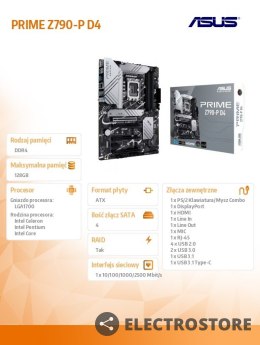 Asus Płyta główna PRIME Z790-P D4 4DDR4 HDMI/DP ATX