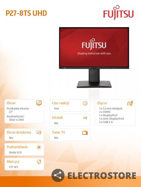 Fujitsu Monitor 27 cali P27-8TS UHD S26361-K1610-V160 Fujitsu Monitor 27 cali P27-8TS UHD S26361-K1610-V160