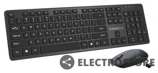Rebeltec Zestaw bezprzewodowy klawiatura + mysz MAXIM 2,4GHz, zasięg 10m nano odbiornik USB 104 klawisze QWERTY