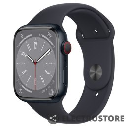Apple Watch Series 8 GPS + Cellular, 45 mm Koperta z aluminium w kolorze północy z paskiem sportowym w kolorze północy - regular
