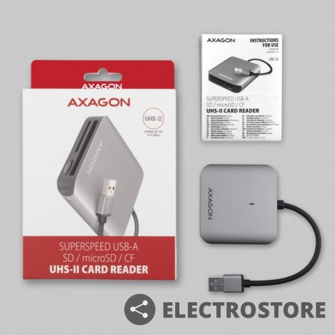 AXAGON CRE-S3 Czytnik zewnętrzny kart USB-A 3. 2 GEN 1, 3-slot lun SD/microSD/CF, obsługa UHS-II AXAGON CRE-S3 Czytnik zewnętrzny kart USB-A 3. 2 GEN 1, 3-slot lun SD/microSD/CF, obsługa UHS-II