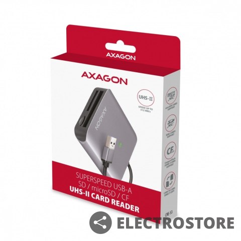 AXAGON CRE-S3 Czytnik zewnętrzny kart USB-A 3. 2 GEN 1, 3-slot lun SD/microSD/CF, obsługa UHS-II AXAGON CRE-S3 Czytnik zewnętrzny kart USB-A 3. 2 GEN 1, 3-slot lun SD/microSD/CF, obsługa UHS-II