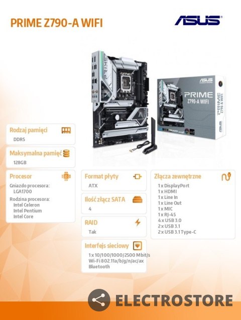 Asus Płyta główna PRIME Z790-A WIFI 4DDR5 HDMI/DP ATX Asus Płyta główna PRIME Z790-A WIFI 4DDR5 HDMI/DP ATX