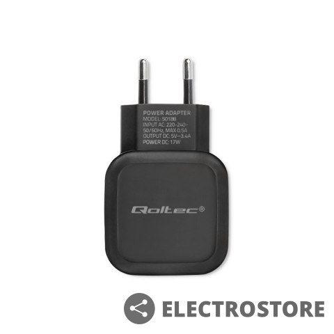 Qoltec Ładowarka sieciowa 17W | 5V | 3.4A | 2xUSB + kabel USB typC Qoltec Ładowarka sieciowa 17W | 5V | 3.4A | 2xUSB + kabel USB typC