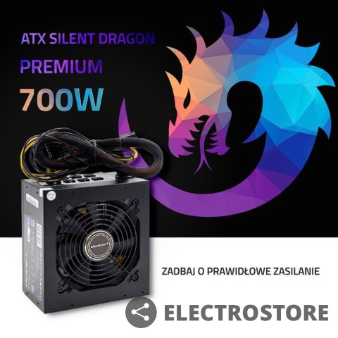 Qoltec Zasilacz ATX SILENT DRAGON 700W | 80 Plus | Gaming Qoltec Zasilacz ATX SILENT DRAGON 700W | 80 Plus | Gaming