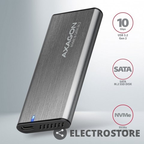 AXAGON EEM2-SG2 Obudowa zewnętrzna aluminiowa bezśrubowa USB-C 3.2 Gen 2 M.2 NVMe & SATA SSD + USB-A - USB-C redukcja AXAGON EEM2-SG2 Obudowa zewnętrzna aluminiowa bezśrubowa USB-C 3.2 Gen 2 M.2 NVMe & SATA SSD + USB-A - USB-C redukcja