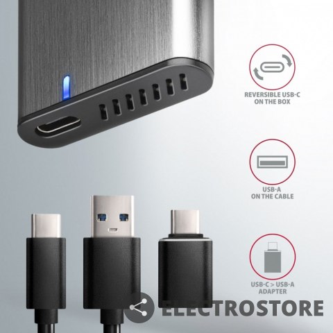AXAGON EEM2-SG2 Obudowa zewnętrzna aluminiowa bezśrubowa USB-C 3.2 Gen 2 M.2 NVMe & SATA SSD + USB-A - USB-C redukcja AXAGON EEM2-SG2 Obudowa zewnętrzna aluminiowa bezśrubowa USB-C 3.2 Gen 2 M.2 NVMe & SATA SSD + USB-A - USB-C redukcja