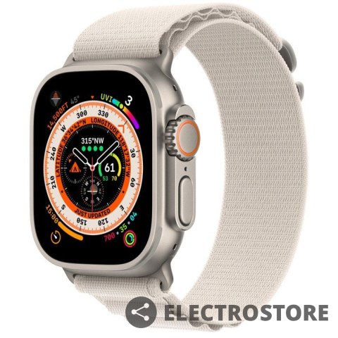 Apple Watch Ultra GPS + Cellular, 49 mm Koperta tytanowa z opaską Alpine w kolorze księżycowej poświaty - S