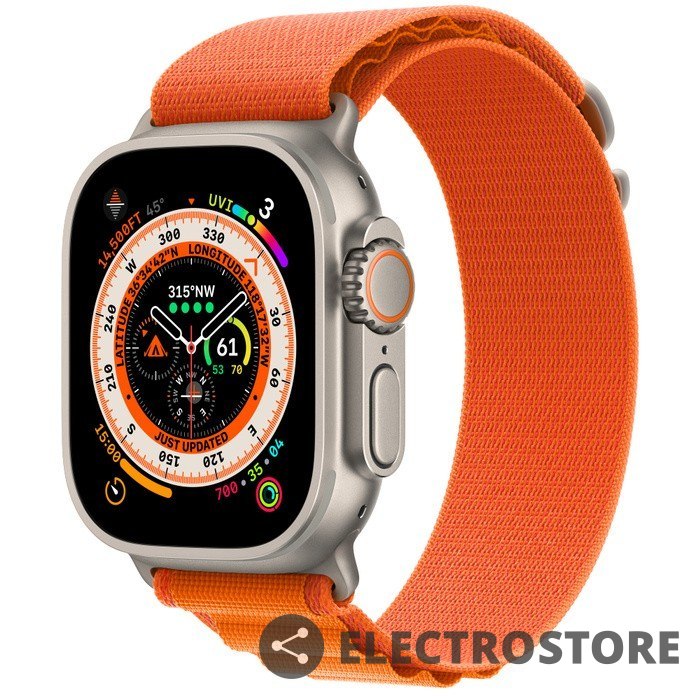 Apple Watch Ultra GPS + Cellular, 49 mm Koperta tytanowa z opaską Alpine w kolorze pomarańczowym - L