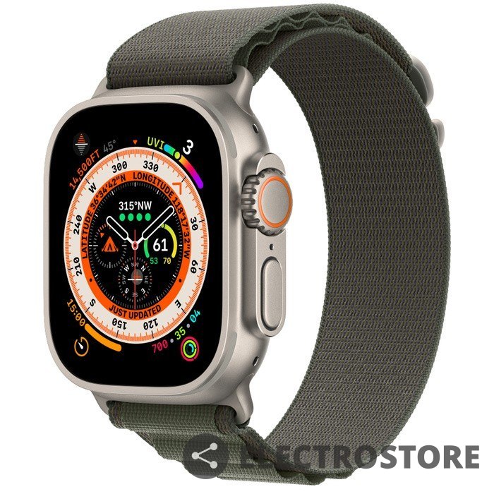 Apple Watch Ultra GPS + Cellular, 49 mm Koperta tytanowa z opaską Alpine w kolorze zielonym - M