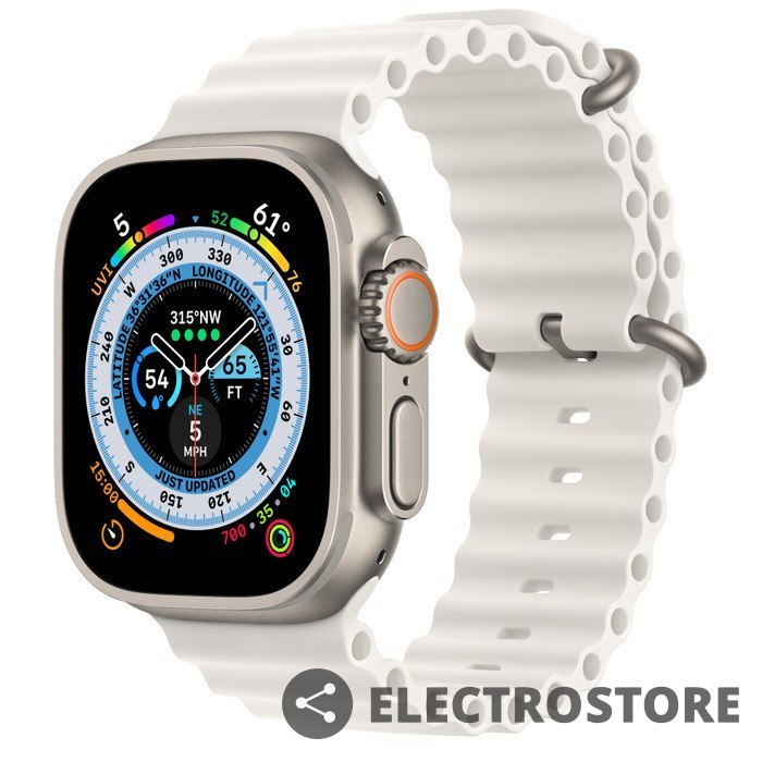 Apple Watch Ultra GPS + Cellular, 49 mm Koperta tytanowa z paskiem Ocean w kolorze białym