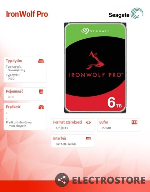 Seagate Dysk IronWolfPro 6TB 3.5" 256MB ST6000NT001 Seagate Dysk IronWolfPro 6TB 3.5" 256MB ST6000NT001
