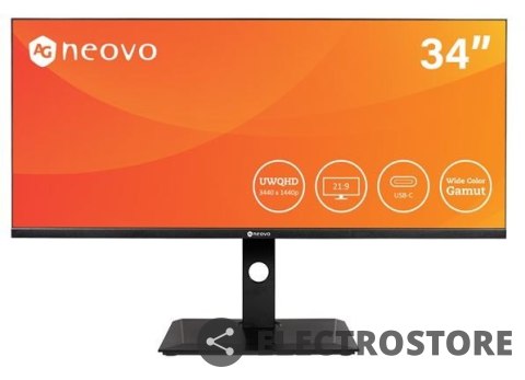 AG NEOVO Monitor DW3401 34 cale USB-C WQHD czarny AG NEOVO Monitor DW3401 34 cale USB-C WQHD czarny
