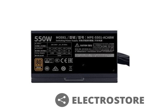 Cooler Master Zasilacz MWE Bronze 550W V2 80+ Bronze Cooler Master Zasilacz MWE Bronze 550W V2 80+ Bronze