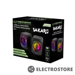 Esperanza Głośnik 2.0 USB LED Rainbow Sakara