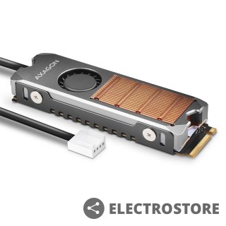 AXAGON CLR-M2FAN Miedziany radiator z wentylatorem do dwustronnych dysków M.2 SSD, wysokość 13mm