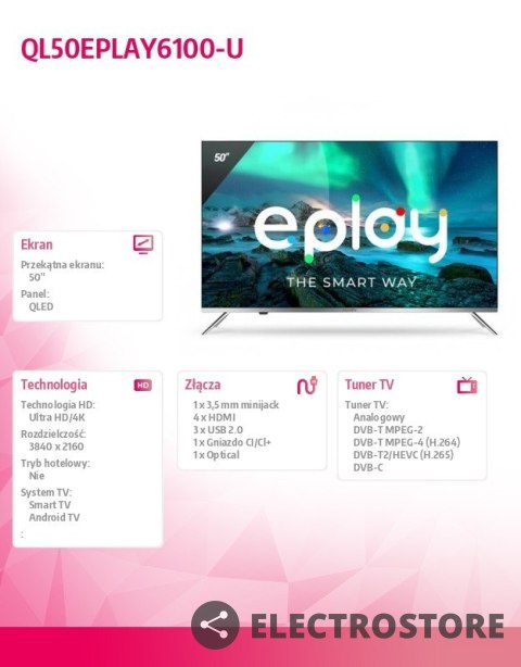 Allview Telewizor QLED 50 cali QL50EPLAY6100-U Allview Telewizor QLED 50 cali QL50EPLAY6100-U