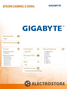 Gigabyte Płyta główna B760M GAMING X DDR4 s1700 DDR4 DP/HDMI mATX