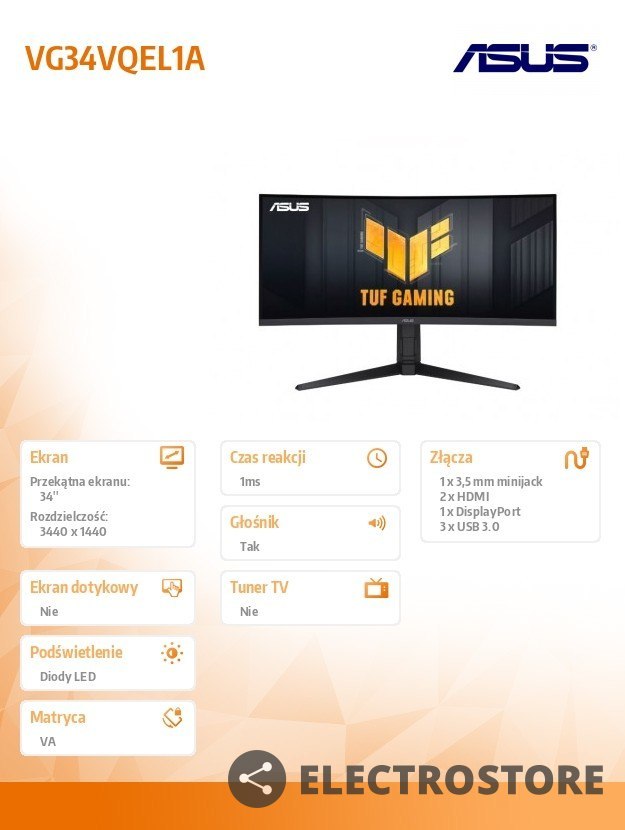 Asus Monitor 34 cali VG34VQEL1A Asus Monitor 34 cali VG34VQEL1A