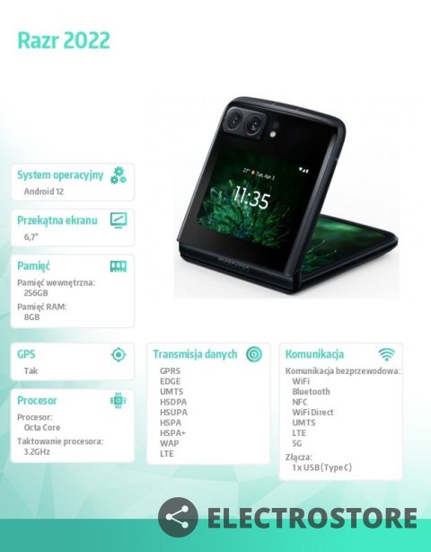 Motorola Smartfon RAZR 2022 5G 8/256 GB Czarny Motorola Smartfon RAZR 2022 5G 8/256 GB Czarny