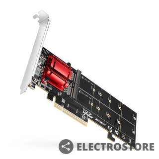 AXAGON PCEM2-ND Kontroler PCIe x 8, 2x slot M.2 NVMe M-key RAID wsparcie dla płyt bez bifurkacji, w zestawie, SP & LP