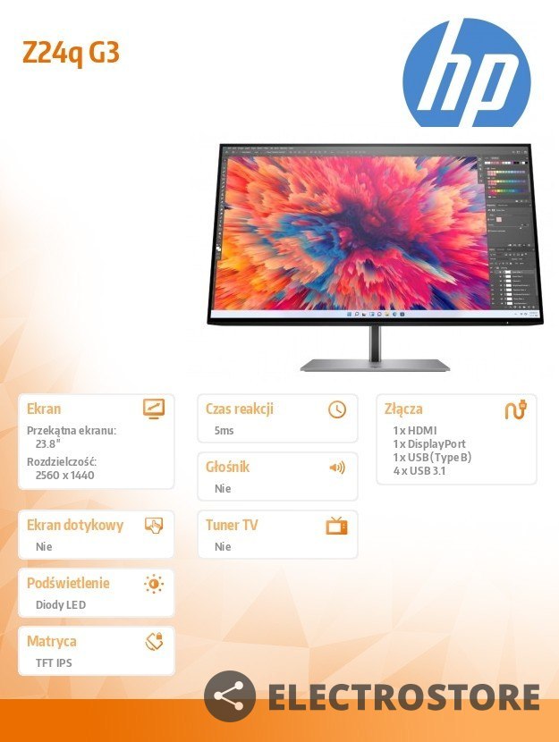 HP Inc. Monitor 23.8 cali Z24q G3 QHD 4Q8N4AA HP Inc. Monitor 23.8 cali Z24q G3 QHD 4Q8N4AA