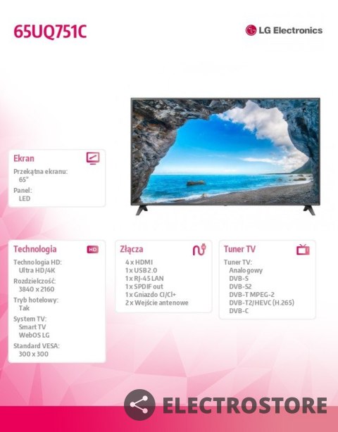 LG Electronics Telewizor LED 65 cali 65UQ751C LG Electronics Telewizor LED 65 cali 65UQ751C