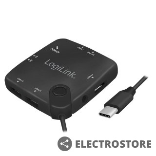 LogiLink Hub USB 2.0, 3 porty z czytnikiem kart OTG, USB Typ-C