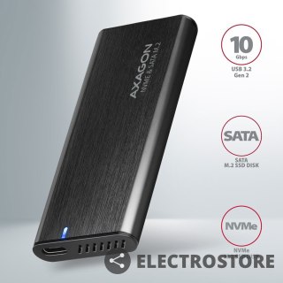 AXAGON EEM2-SB2 Obudowa zewnętrzna aluminiowa bezśrubowa USB-C 3.2 Gen 2 - M.2 NVMe / SATA SSD 30-80mm ALU pudełko czarne + USB-A - USB