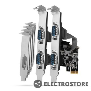 AXAGON PCEA-S4N Kontroler PCIe 4x port szeregowy RS232 250 kbps, w zestawie SP & LP