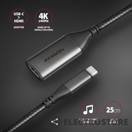 AXAGON RVC-HI2M Adapter USB-C -> HDMI 2.0 4K/60Hz Aluminum, 25cm kabel