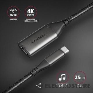 AXAGON RVC-HI2M Adapter aktywny USB-C -> HDMI 2.0 4K/60Hz Aluminum, 25cm kabel